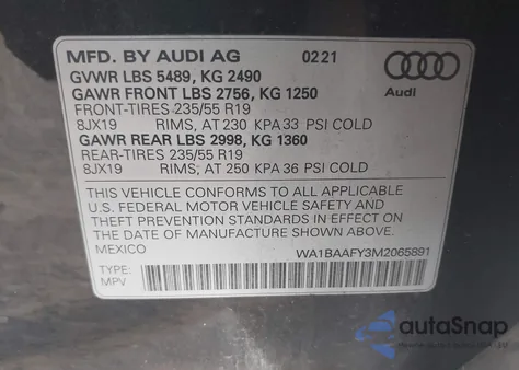 2021 Audi Q5 Premium Plus 45 Tfsi Quattro S Tronic from USA, damaged, VIN WA1BAAFY3M2065891